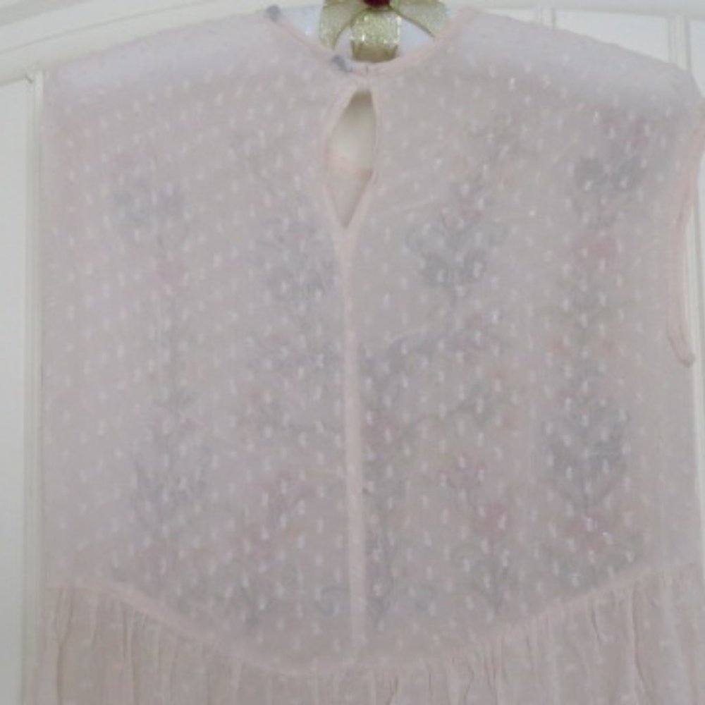 Sheer Embroidered Gauzy MAXI Dress Keyhole Back No Label XS/S (K319) - Picture 8 of 9